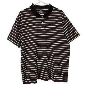 Nike Dri-Fit Polo Shirt Standard Fit XXL Short Sleeve Black White Striped‎ EUC